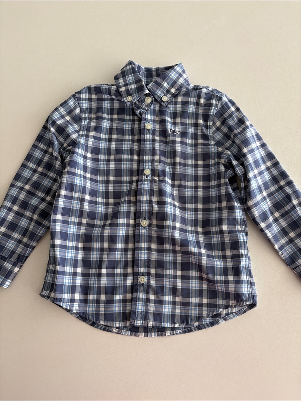 Vineyard Vines toddler Boys Navy Plaid Button-Down performance Shirt 2T